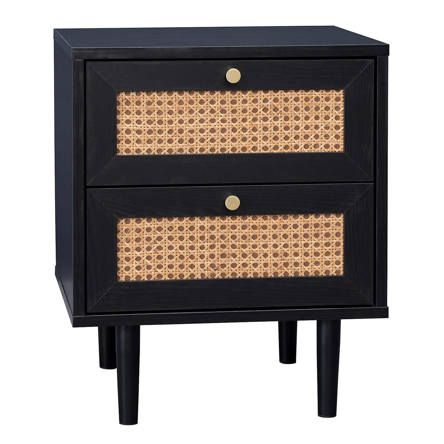 Kubu Rattan 2 Drawer Side Table - Black 1 Kubu Rattan 2 Drawer Side Table - Black