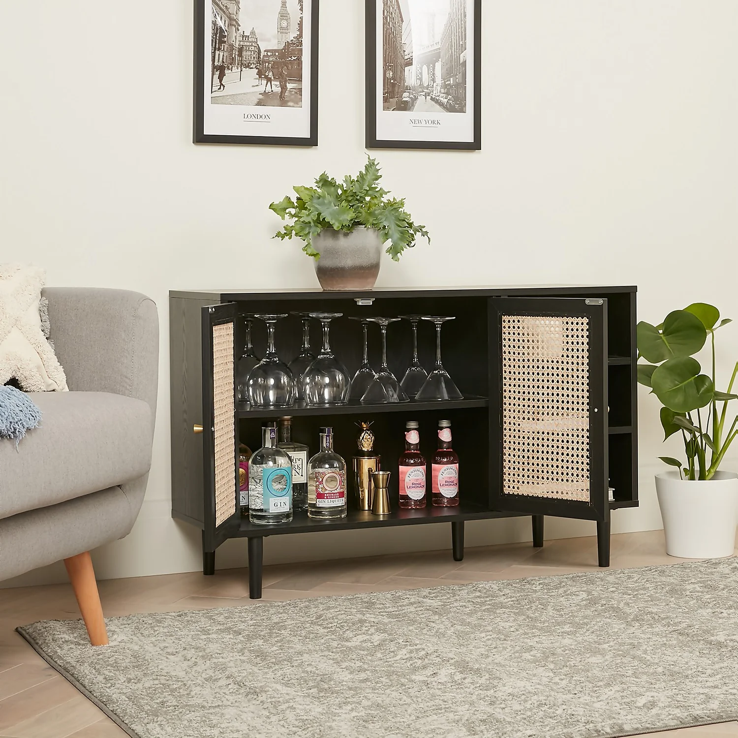 Kubu Rattan Sideboard - Black 9 Kubu Rattan Sideboard - Black - Image 9