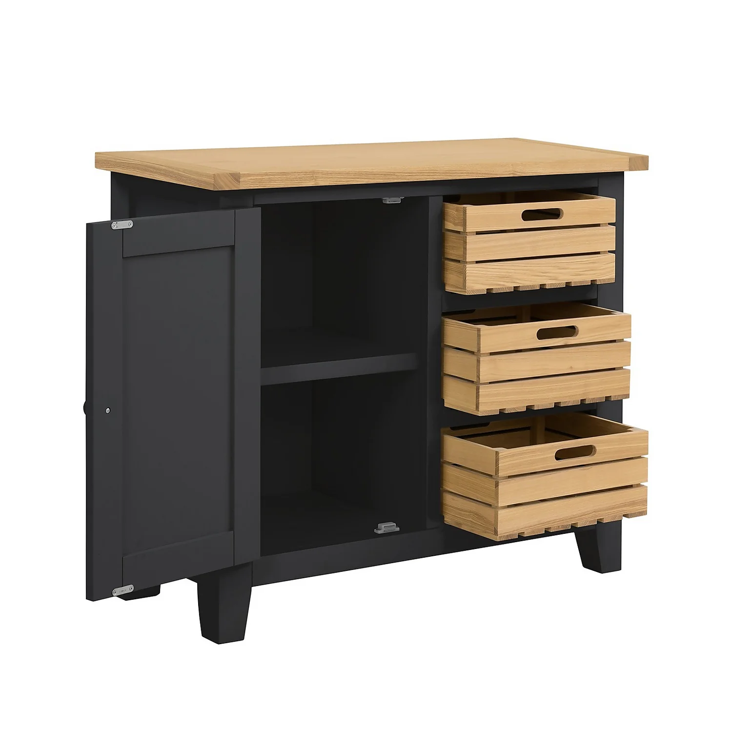 Ashstead Small Sideboard - Oak & Charcoal 2 Ashstead Small Sideboard - Oak & Charcoal - Image 2
