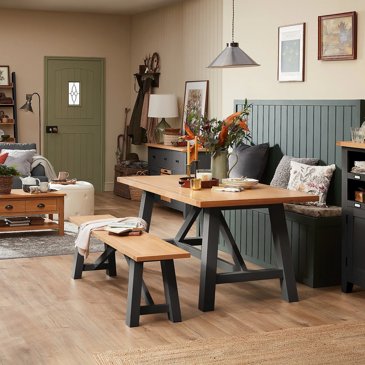 Ashstead Bench - Oak & Charcoal 2 Ashstead Bench - Oak & Charcoal - Image 2