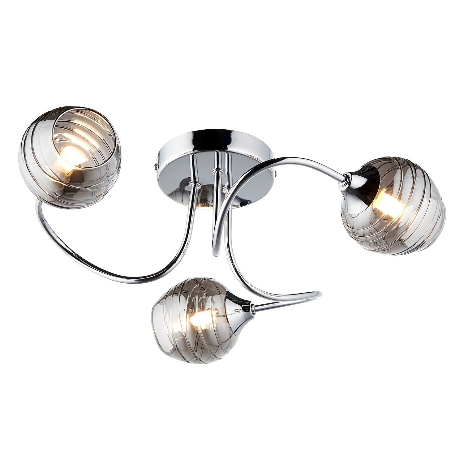 Marple 3 Light Semi Flush Ceiling Light - Chrome & Smoke 2 Marple 3 Light Semi Flush Ceiling Light - Chrome & Smoke - Image 2