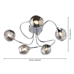 Marple 5 Light Semi Flush Ceiling Light - Chrome & Smoke -Cheap Deco Casa Store 13645384 2014956789790233
