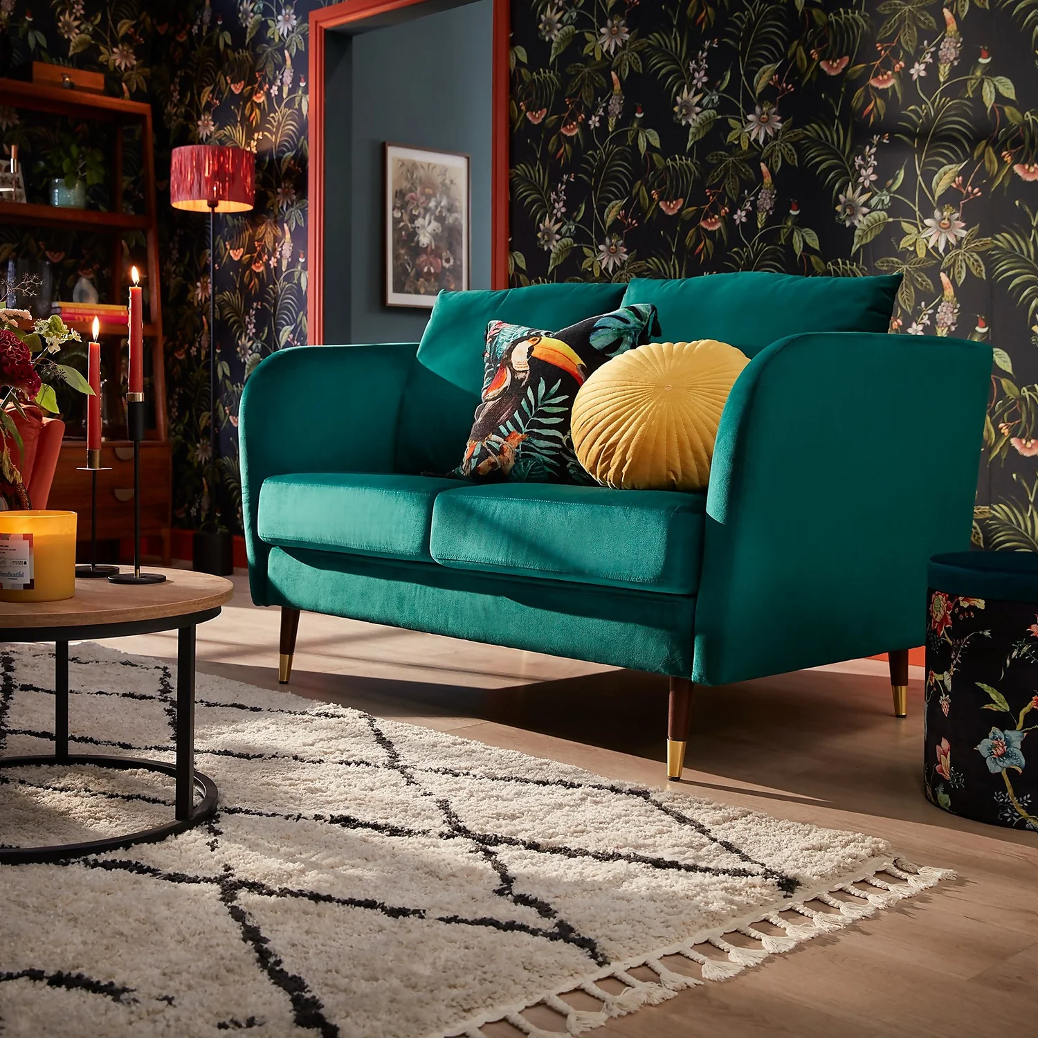 Cosmo Velvet 2 Seater Sofa In A Box - Emerald 2 Cosmo Velvet 2 Seater Sofa In A Box - Emerald - Image 2
