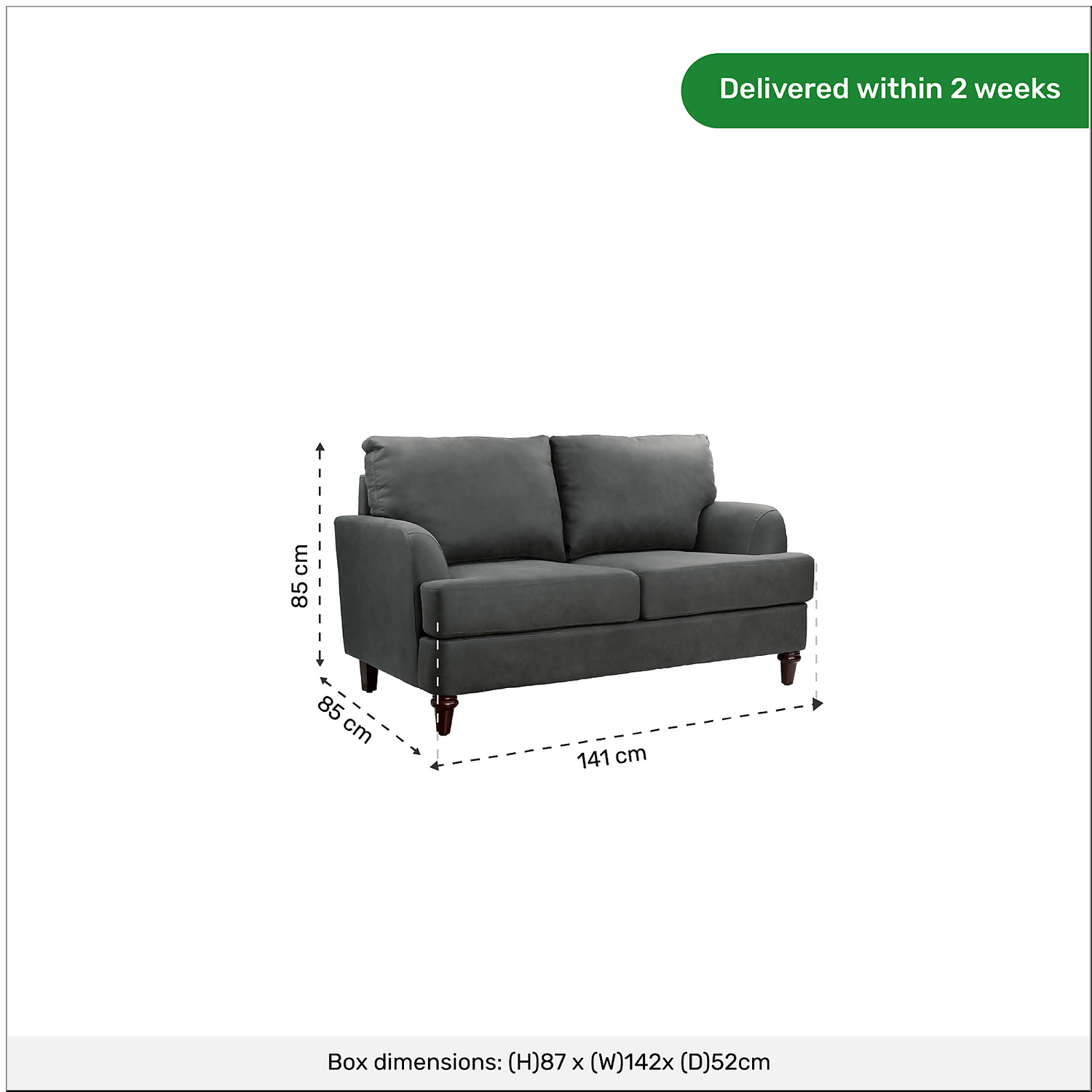Brook 2 Seater Sofa In A Box - Charcoal 9 Brook 2 Seater Sofa In A Box - Charcoal - Image 9