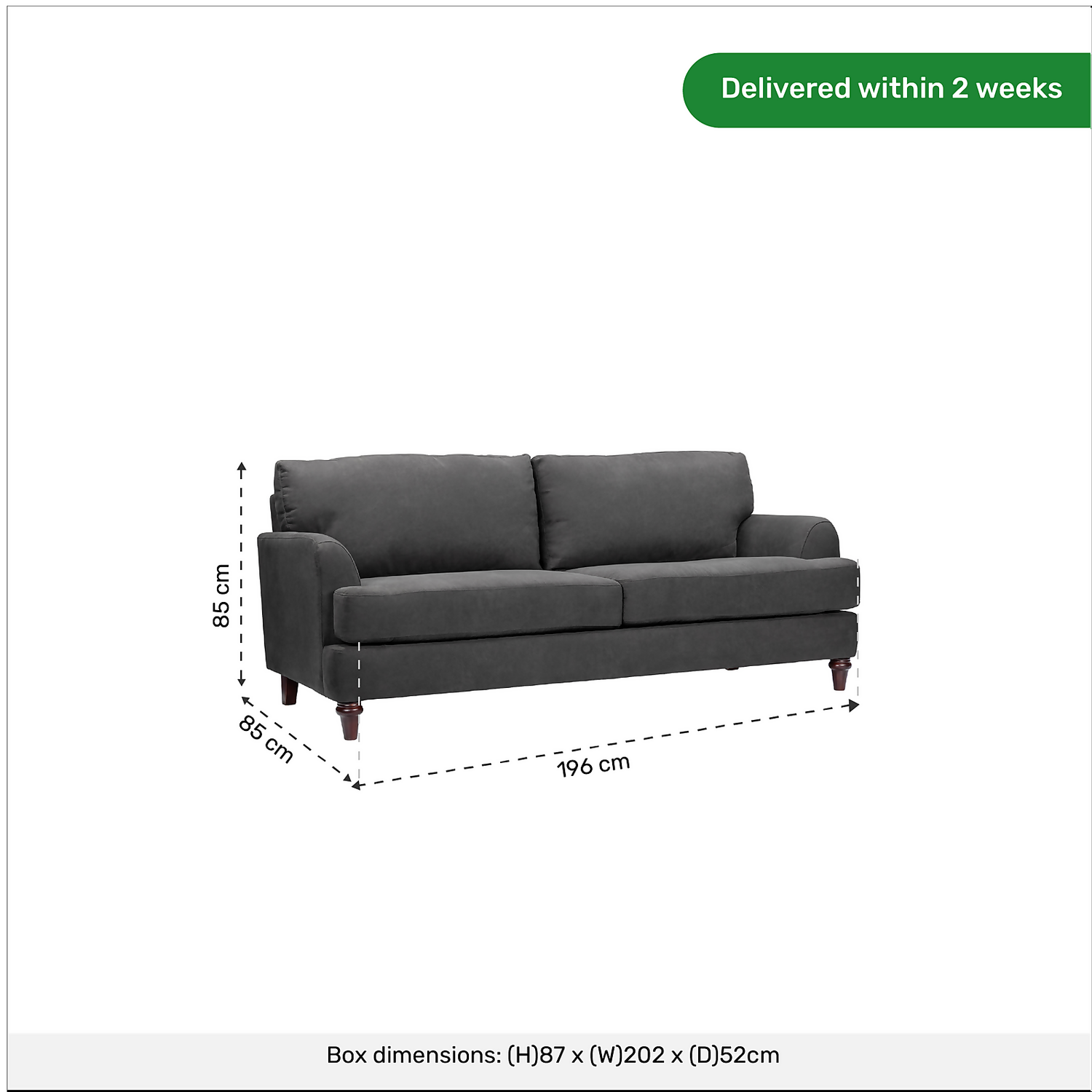 Brook 3 Seater Sofa In A Box - Charcoal 7 Brook 3 Seater Sofa In A Box - Charcoal - Image 7