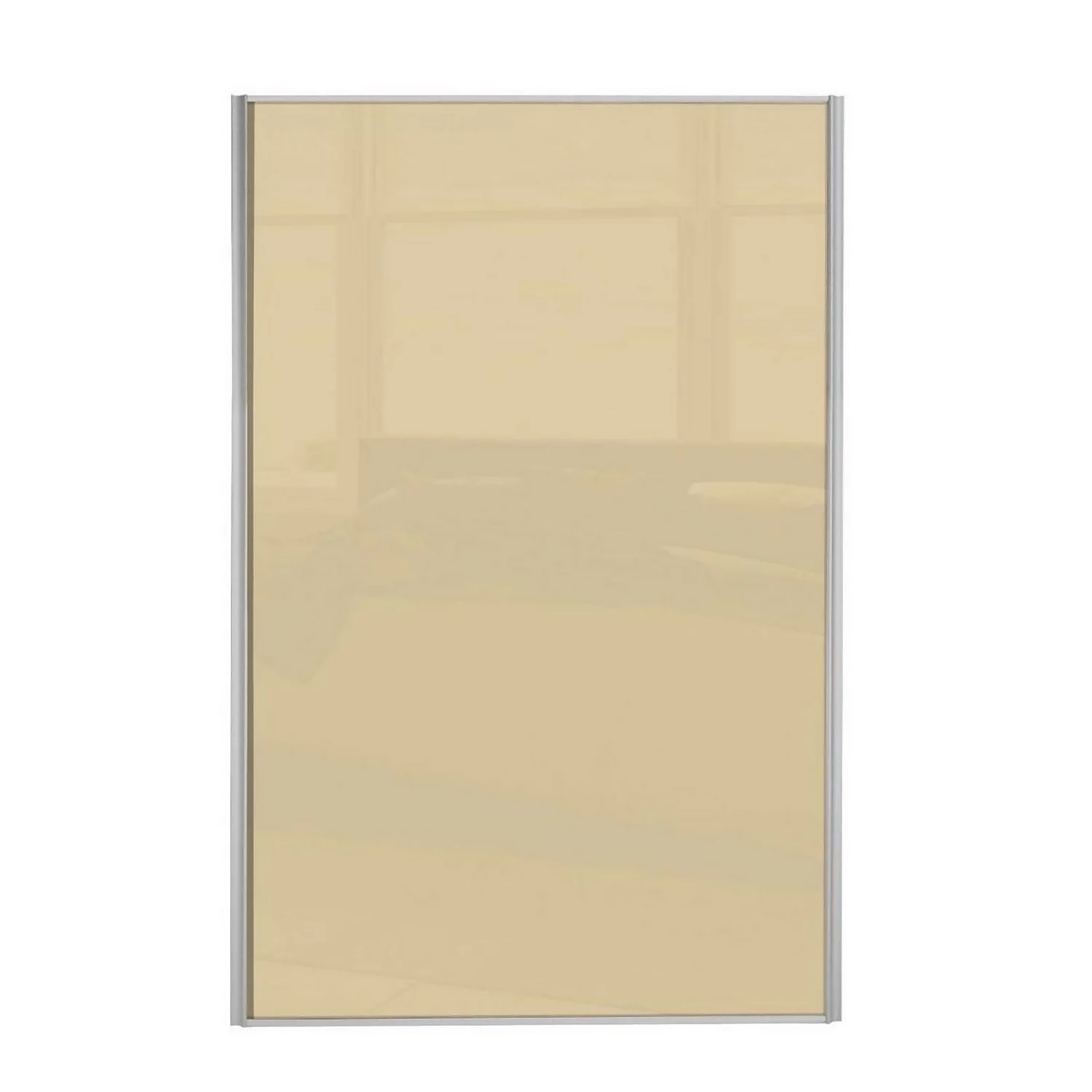 Loft Sliding Wardrobe Door Cream Glass With Silver Frame (W)914mm 1 Loft Sliding Wardrobe Door Cream Glass With Silver Frame (W)914mm