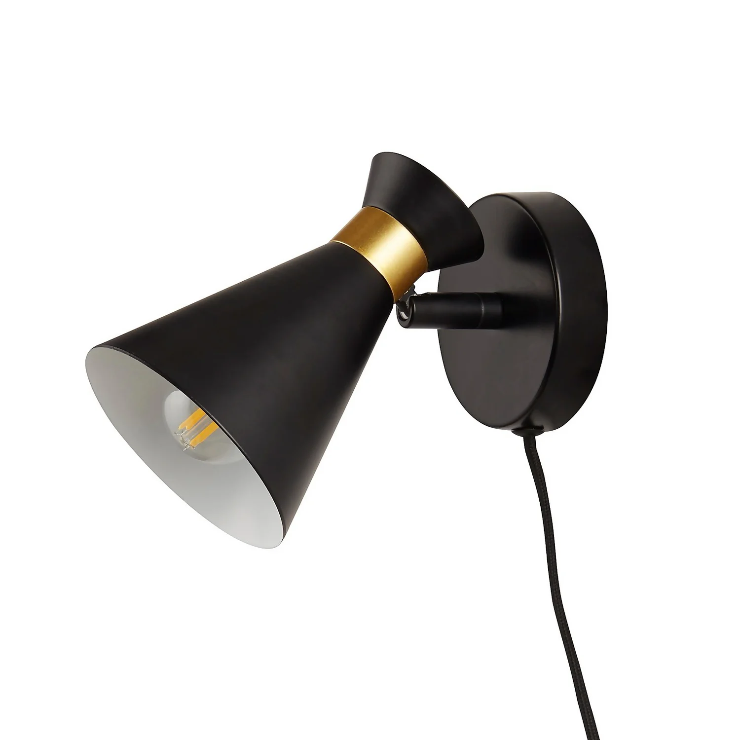 Balham Plug In Wall Light - Black & Brass 3 Balham Plug In Wall Light - Black & Brass - Image 3