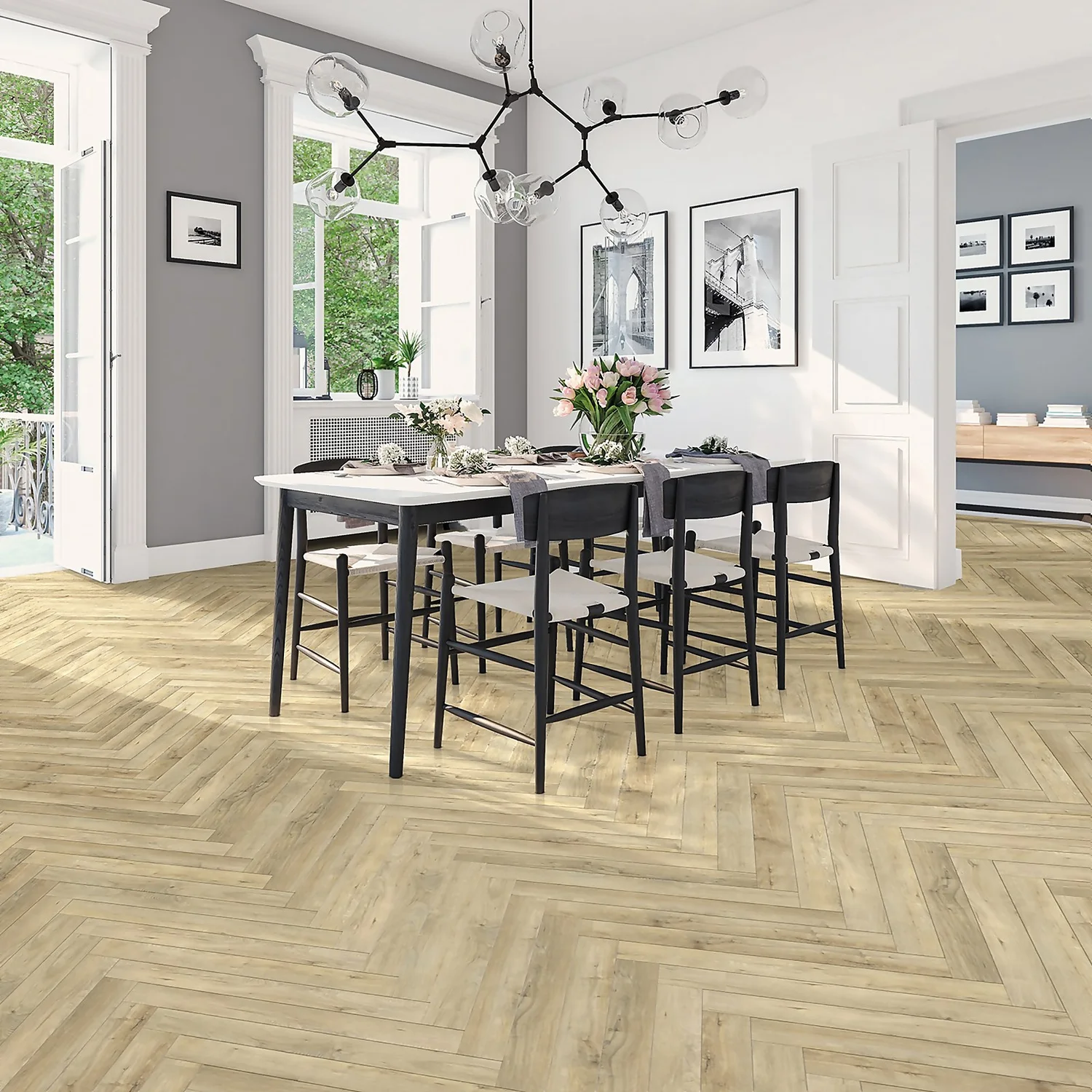 Kraus Rigid Core Herringbone Luxury Vinyl Floor Tile - Wistow Oak 1 Kraus Rigid Core Herringbone Luxury Vinyl Floor Tile - Wistow Oak