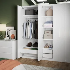 House Beautiful Internal Storage For Double Wardrobe, Dividing Panel, Shelves And Hanging Rail - White -Cheap Deco Casa Store 13864344 1125005842924894