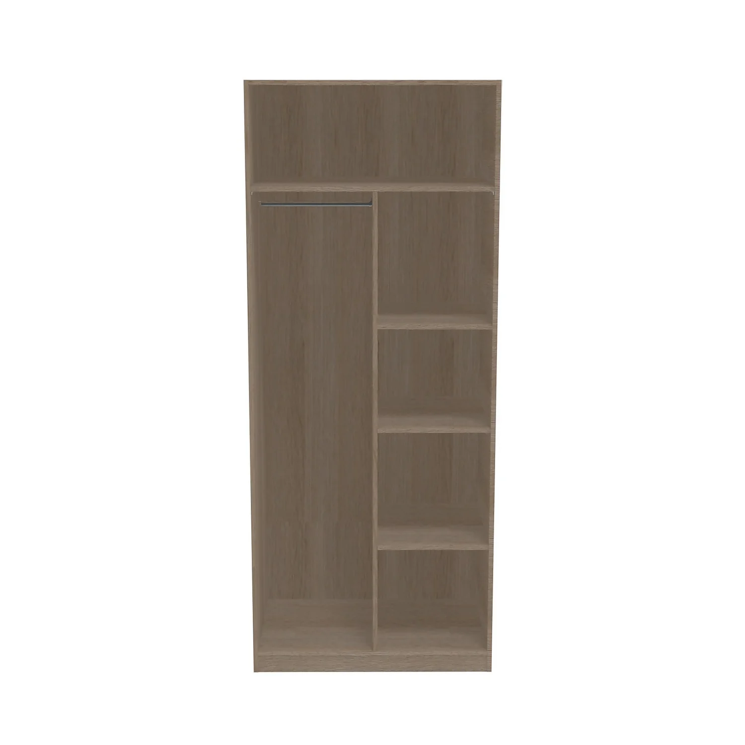 House Beautiful Internal Storage For Double Wardrobe, Dividing Panel, Shelves And Hanging Rail - Oak Effect 1 House Beautiful Internal Storage For Double Wardrobe, Dividing Panel, Shelves And Hanging Rail - Oak Effect