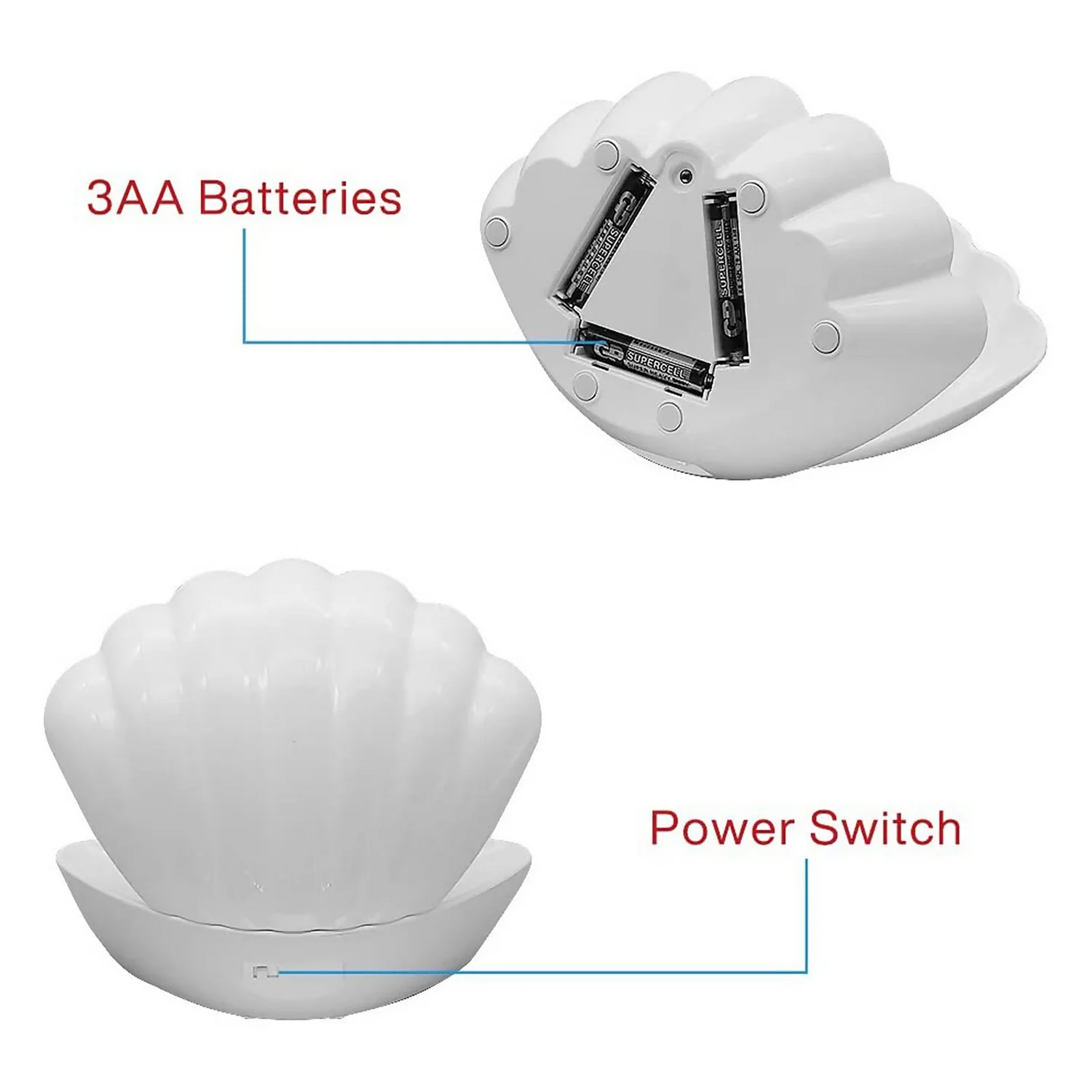 Colour Changing LED Glitter Shell Lamp 4 Colour Changing LED Glitter Shell Lamp - Image 4