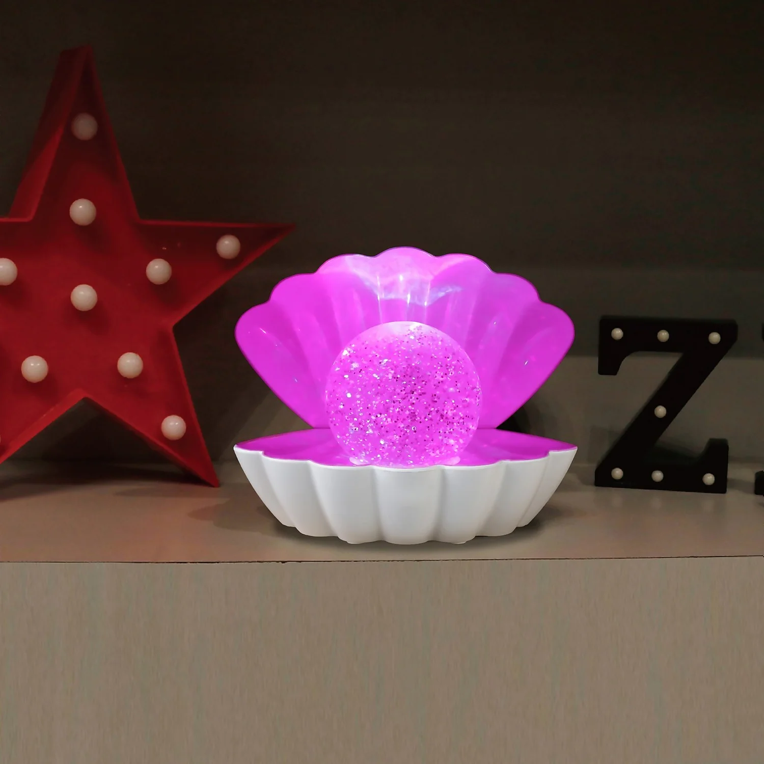 Colour Changing LED Glitter Shell Lamp 1 Colour Changing LED Glitter Shell Lamp