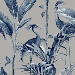 Belgravia Décor Azzurra Metallic Leaf Silver Wallpaper A4 Size Sample