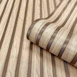 Belgravia Décor Wood Slat Textured Light Oak Wallpaper