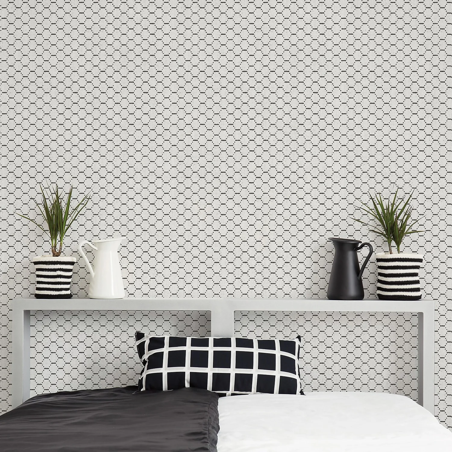 Galerie Honeycomb Grey Large Wallpaper Sample 2 Galerie Honeycomb Grey Large Wallpaper Sample - Image 2