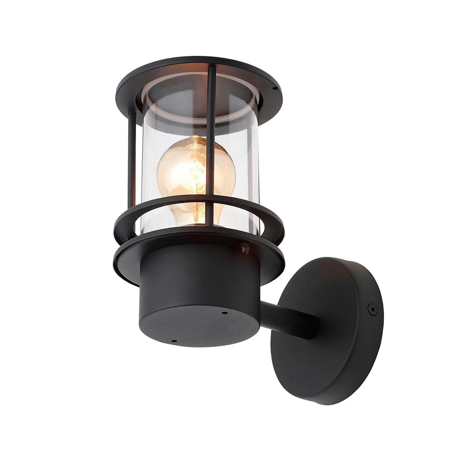 Leonis Miners Style Outdoor Wall Lantern - Black 2 Leonis Miners Style Outdoor Wall Lantern - Black - Image 2