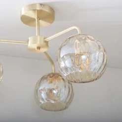 Geneva 3 Light Semi Flush Ceiling Light - Brass -Cheap Deco Casa Store 13938484 8334981960392015