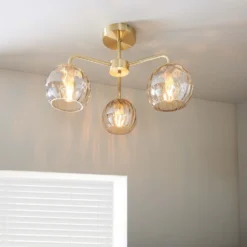 Geneva 3 Light Semi Flush Ceiling Light - Brass -Cheap Deco Casa Store 13938484 9914981960100304