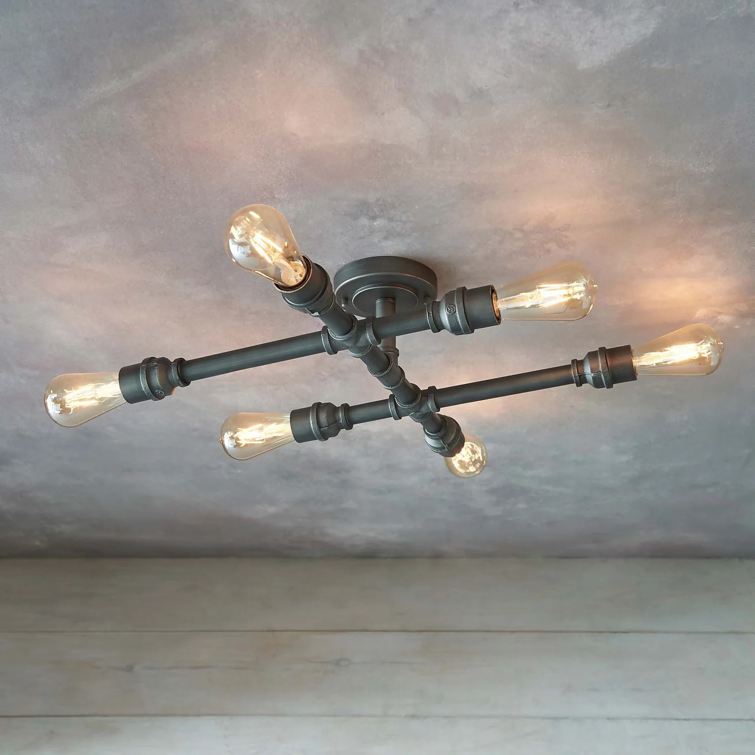 Gabe 6 Light Semi Flush Ceiling Light - Pewter 1 Gabe 6 Light Semi Flush Ceiling Light - Pewter