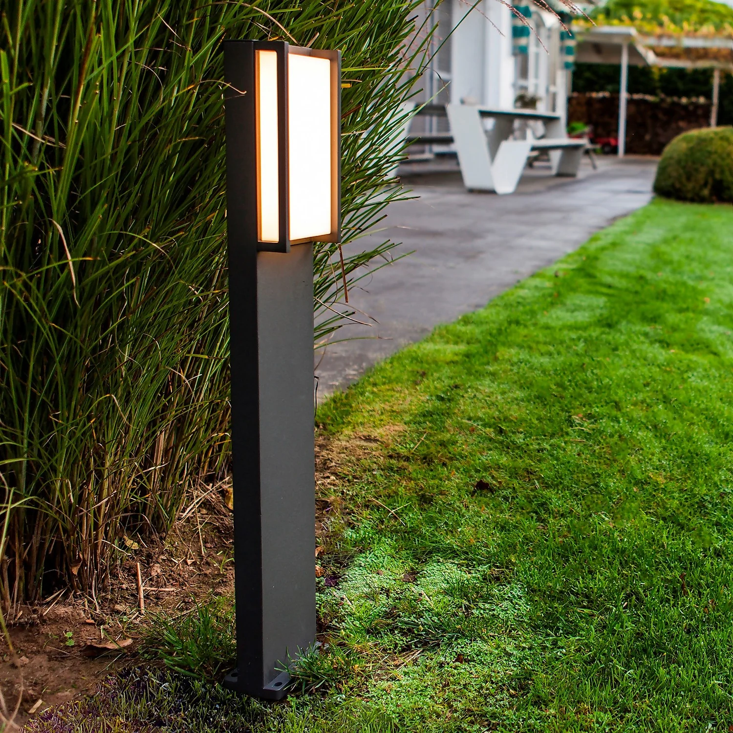 Lutec Qubo LED Outdoor Bollard Light - Anthracite 1 Lutec Qubo LED Outdoor Bollard Light - Anthracite