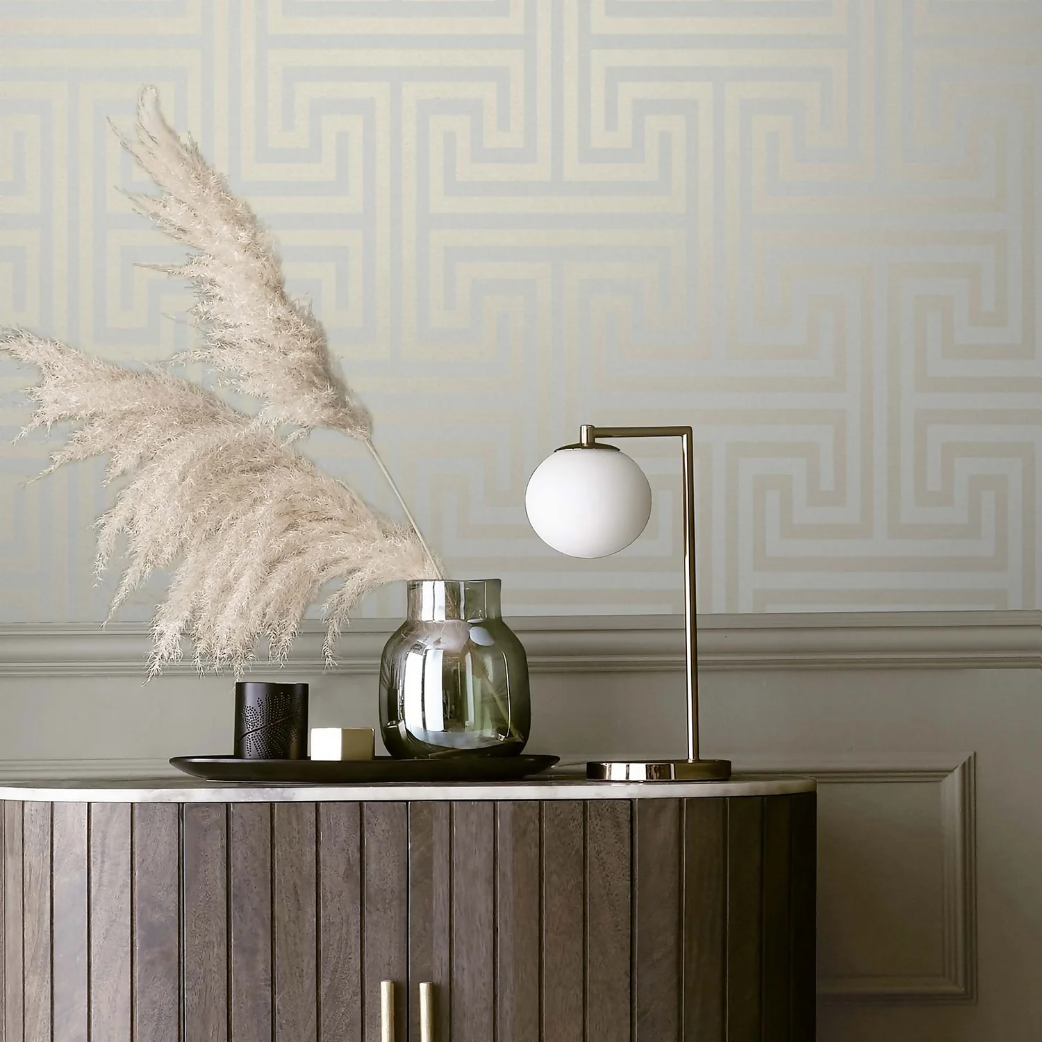 Next Metallic Greek Key Neutral Wallpaper 2 Next Metallic Greek Key Neutral Wallpaper - Image 2