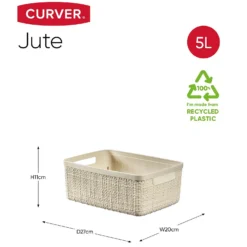 Curver Jute Small Recycled Storage Basket - 5L White -Cheap Deco Casa Store 13965909 1364995188282910