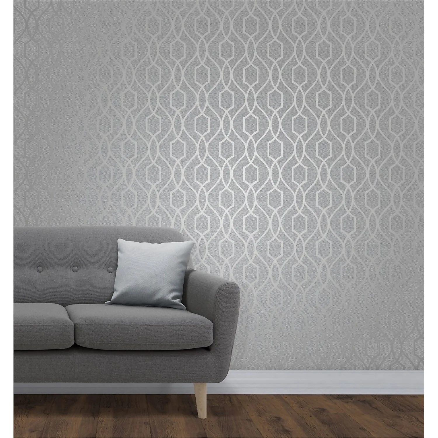 Fresco Apex Trellis Wallpaper Stone Silver Wallpaper 2 Fresco Apex Trellis Wallpaper Stone Silver Wallpaper - Image 2
