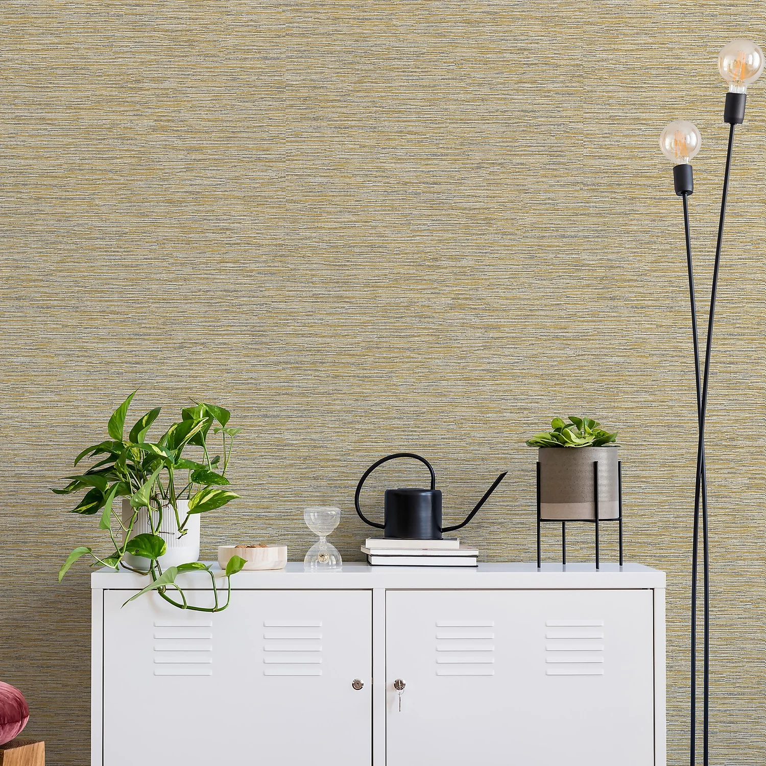 Grandeco Striped Weave Yellow Raised Textured Metallic Wallpaper 5 Grandeco Striped Weave Yellow Raised Textured Metallic Wallpaper - Image 5