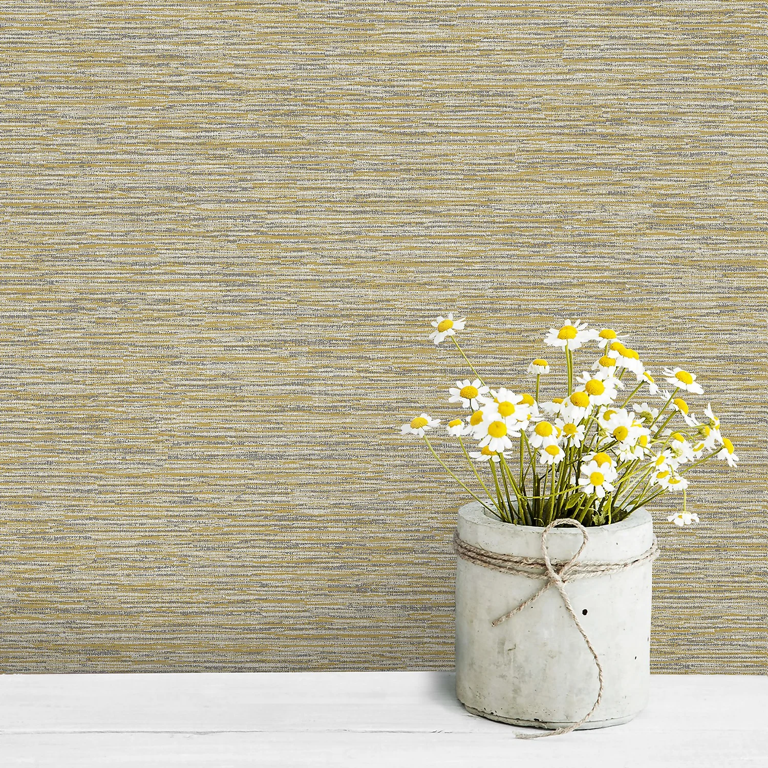 Grandeco Striped Weave Yellow Raised Textured Metallic Wallpaper 2 Grandeco Striped Weave Yellow Raised Textured Metallic Wallpaper - Image 2