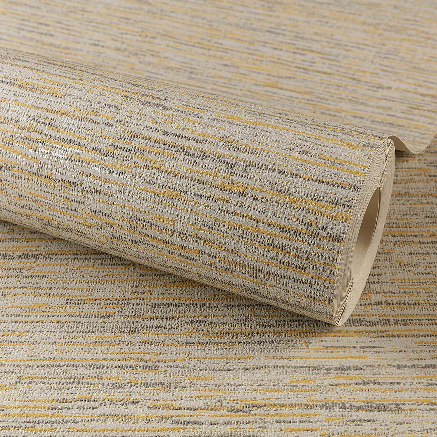 Grandeco Striped Weave Yellow Raised Textured Metallic Wallpaper 3 Grandeco Striped Weave Yellow Raised Textured Metallic Wallpaper - Image 3