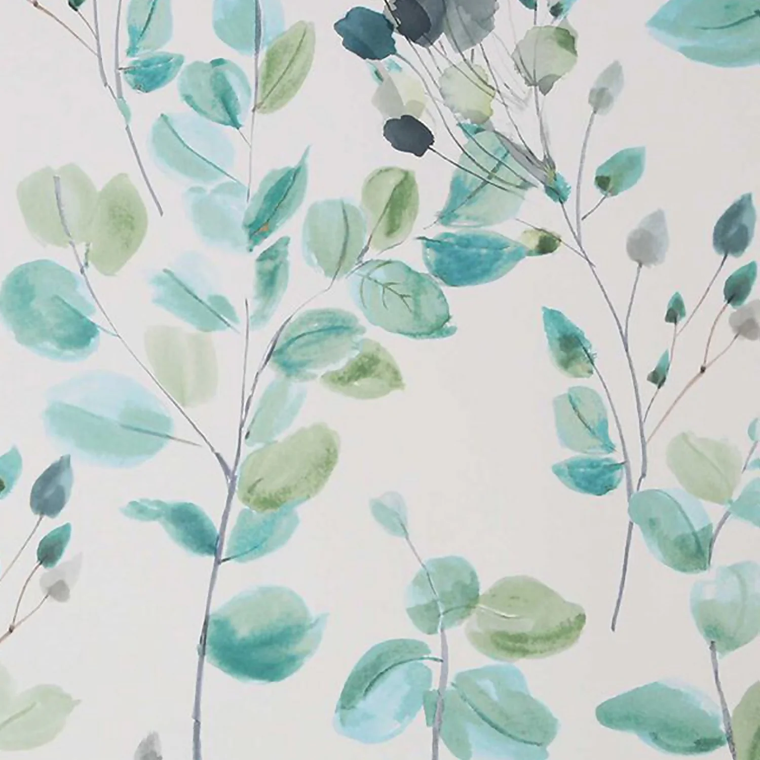 Fresco Watercolour Green Leaves White Grey Wallpaper 2 Fresco Watercolour Green Leaves White Grey Wallpaper - Image 2