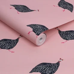 Joules Guinea Fowl Blush Pink Wallpaper -Cheap Deco Casa Store 13991842 1595003725001208