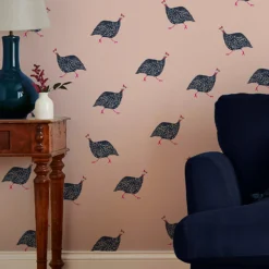 Joules Guinea Fowl Blush Pink Wallpaper -Cheap Deco Casa Store 13991842 6715003725140546