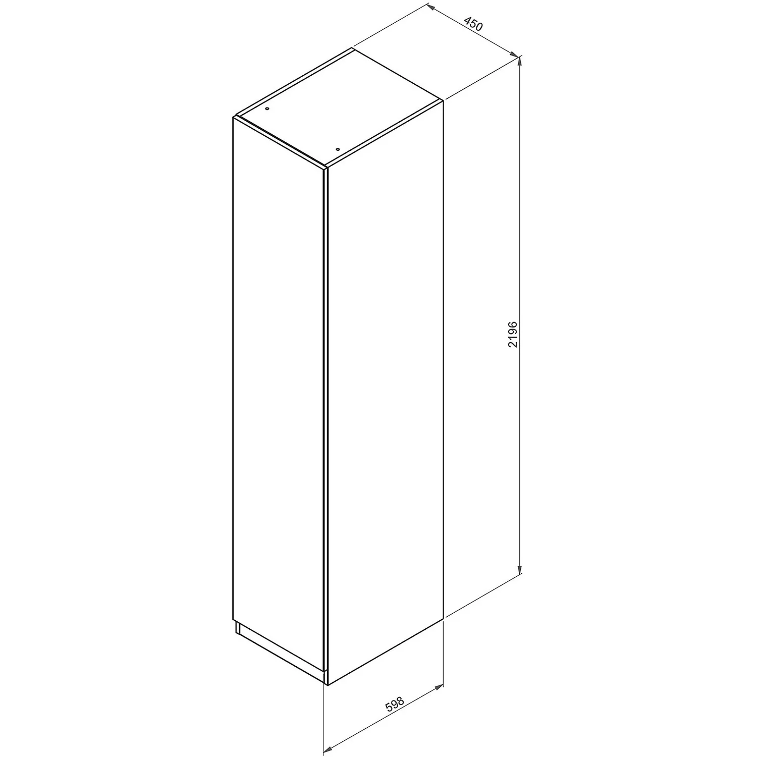 House Beautiful Escape Single Wardrobe, Oak Effect Carcass - Gloss Grey Handleless Door (W) 450mm X (H) 2196mm 4 House Beautiful Escape Single Wardrobe, Oak Effect Carcass - Gloss Grey Handleless Door (W) 450mm X (H) 2196mm - Image 4