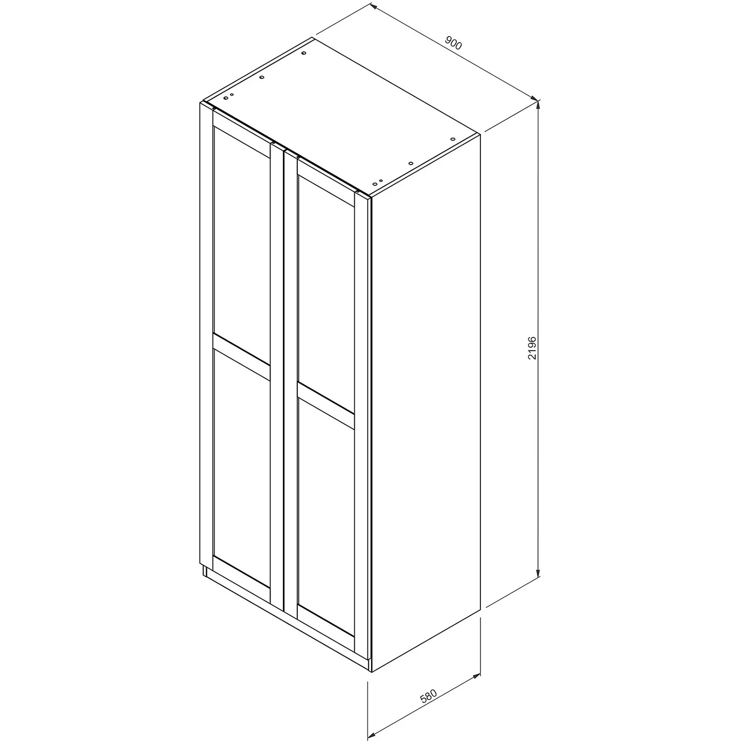House Beautiful Realm Double Wardrobe, Oak Effect Carcass - Carbon Grey Shaker Doors (W) 900mm X (H) 2196mm 5 House Beautiful Realm Double Wardrobe, Oak Effect Carcass - Carbon Grey Shaker Doors (W) 900mm X (H) 2196mm - Image 5