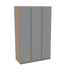 House Beautiful Escape Triple Wardrobe, Oak Effect Carcass - Gloss Grey Handleless Door (W) 1350mm X (H) 2196mm