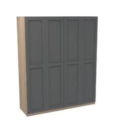 House Beautiful Realm Quad Wardrobe, Oak Effect Carcass - Carbon Grey Shaker Doors (W) 1800mm X (H) 2196mm