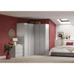 House Beautiful Escape Fitted Look Single Wardrobe, Oak Effect Carcass - Gloss Grey Handleless Door (W) 490mm X (H) 2226mm 7 House Beautiful Escape Fitted Look Single Wardrobe, Oak Effect Carcass - Gloss Grey Handleless Door (W) 490mm X (H) 2226mm -Cheap Deco Casa Store 13999771 2325005577802522