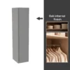House Beautiful Escape Fitted Look Single Wardrobe, Oak Effect Carcass - Gloss Grey Handleless Door (W) 490mm X (H) 2226mm