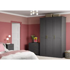House Beautiful Realm Fitted Look Double Wardrobe, Oak Effect Carcass - Carbon Grey Shaker Doors (W) 1001mm X (H) 2256mm 9 House Beautiful Realm Fitted Look Double Wardrobe, Oak Effect Carcass - Carbon Grey Shaker Doors (W) 1001mm X (H) 2256mm -Cheap Deco Casa Store 13999776 1215005572563637