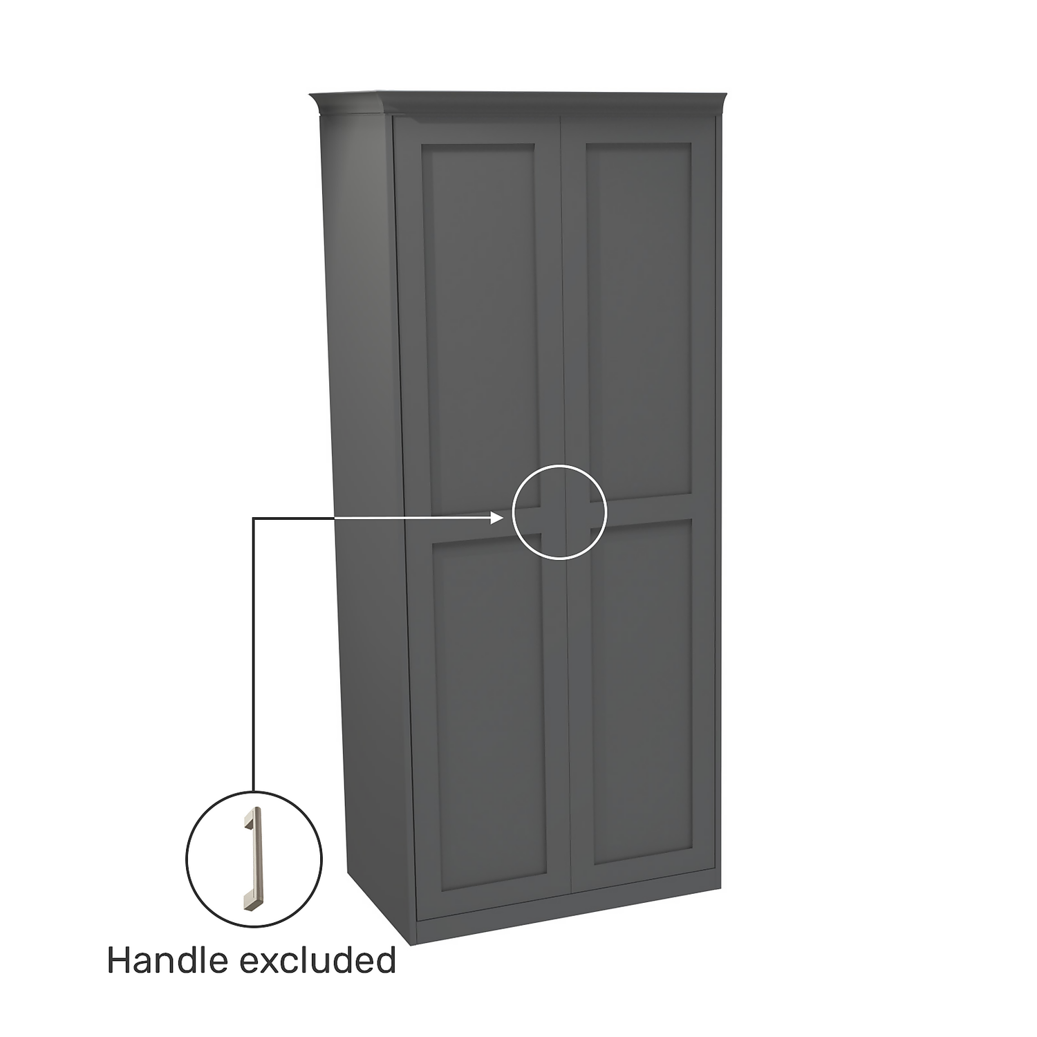 House Beautiful Realm Fitted Look Double Wardrobe, Oak Effect Carcass - Carbon Grey Shaker Doors (W) 1001mm X (H) 2256mm 3 House Beautiful Realm Fitted Look Double Wardrobe, Oak Effect Carcass - Carbon Grey Shaker Doors (W) 1001mm X (H) 2256mm - Image 3
