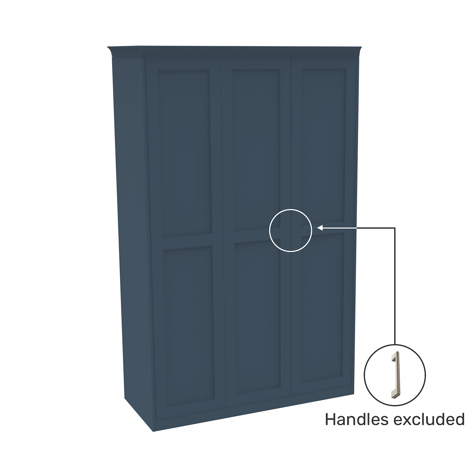 House Beautiful Realm Fitted Look Triple Wardrobe, Oak Effect Carcass -Navy Blue Shaker Doors (W) 1451mm X (H) 2256mm 3 House Beautiful Realm Fitted Look Triple Wardrobe, Oak Effect Carcass -Navy Blue Shaker Doors (W) 1451mm X (H) 2256mm - Image 3