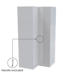 House Beautiful Honest Fitted Look Corner Wardrobe, Oak Effect Carcass - Gloss White Slab Doors (W) 1073mm X (H) 2226mm -Cheap Deco Casa Store 13999804 6085012795519805