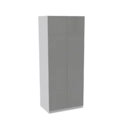 House Beautiful Honest Double Wardrobe, White Carcass - Gloss Grey Slab Doors (W) 900mm X (H) 2196mm