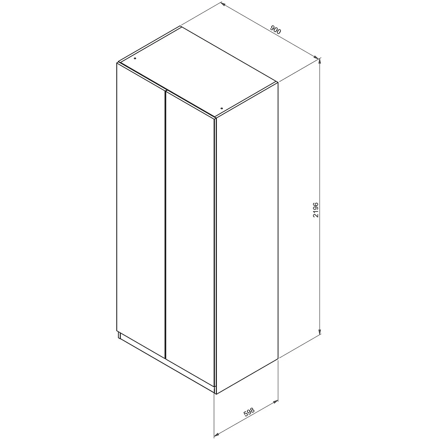 House Beautiful Honest Double Wardrobe, White Carcass - Gloss Grey Slab Doors (W) 900mm X (H) 2196mm 5 House Beautiful Honest Double Wardrobe, White Carcass - Gloss Grey Slab Doors (W) 900mm X (H) 2196mm - Image 5