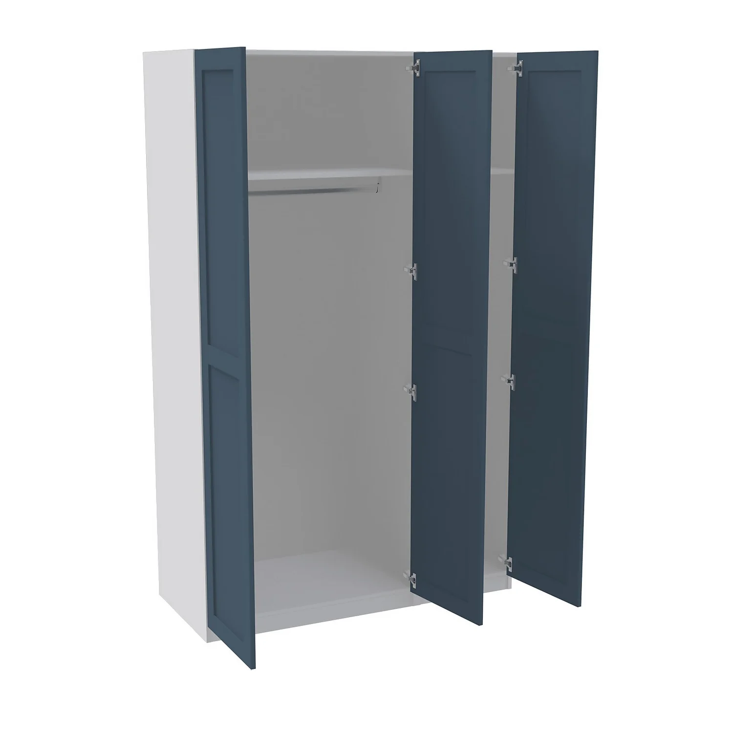 House Beautiful Realm Triple Wardrobe, White Carcass - Navy Blue Shaker Doors (W) 1350mm X (H) 2196mm 2 House Beautiful Realm Triple Wardrobe, White Carcass - Navy Blue Shaker Doors (W) 1350mm X (H) 2196mm - Image 2