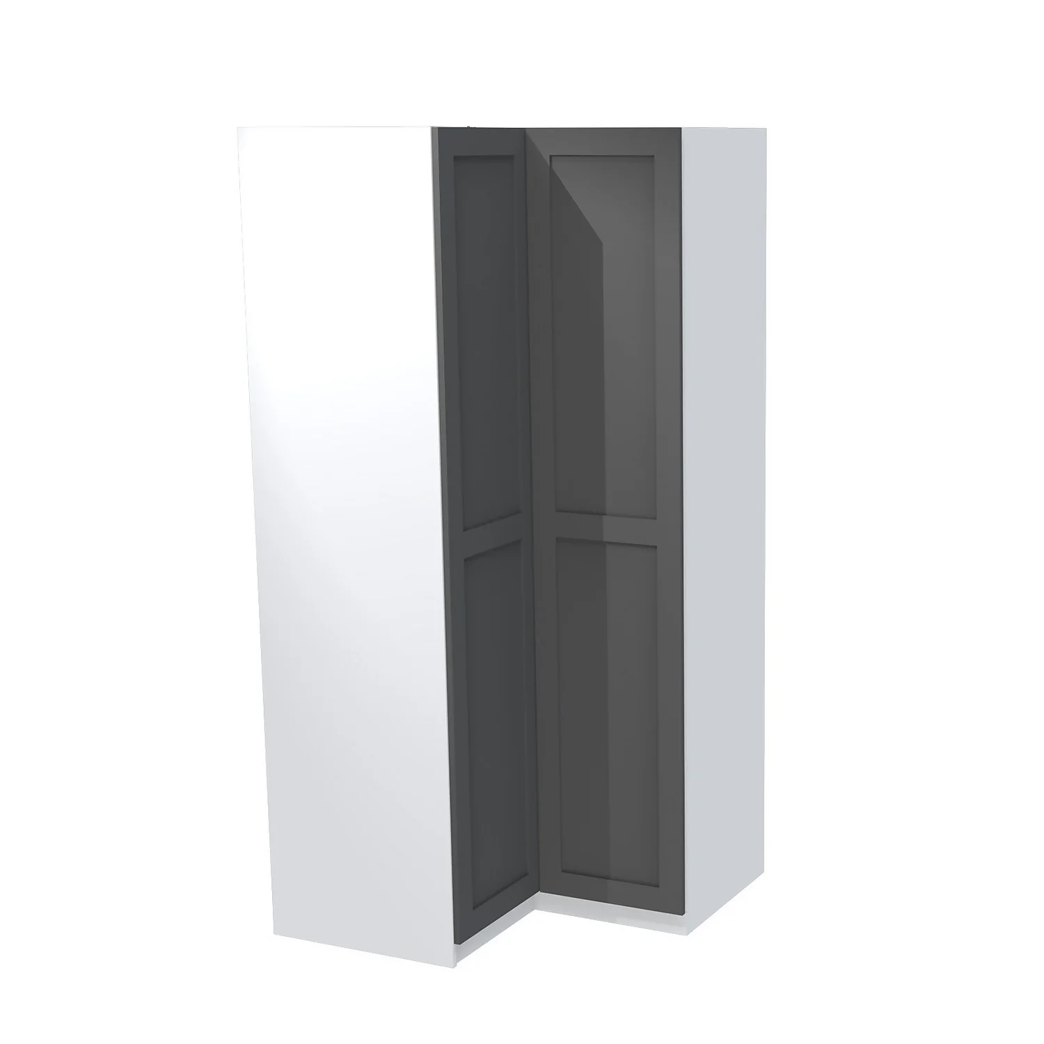House Beautiful Realm Corner Wardrobe, White Carcass - Carbon Grey Shaker Doors (W) 1053mm X (H) 2196mm 1 House Beautiful Realm Corner Wardrobe, White Carcass - Carbon Grey Shaker Doors (W) 1053mm X (H) 2196mm