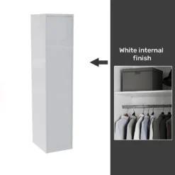 House Beautiful Honest Fitted Look Single Wardrobe, White Carcass - Gloss White Slab Door (W) 490mm X (H) 2226mm
