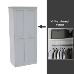 House Beautiful Realm Fitted Look Double Wardrobe, White Carcass - White Shaker Doors (W) 1001mm X (H) 2256mm