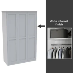 House Beautiful Realm Fitted Look Triple Wardrobe, White Carcass - White Shaker Doors (W) 1451mm X (H) 2256mm